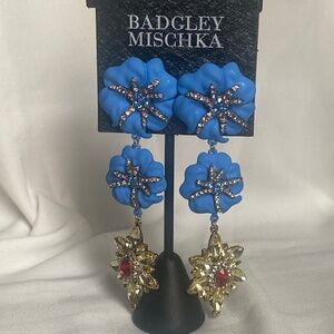 Blue dangling flowers with rhinestones